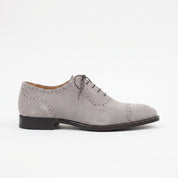 Men's Light Gray Cap-Toe Suede Brogue Oxfords — Mowbray