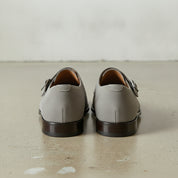 Men's Light Gray Cap-Toe Suede Double Monk Strap Shoes — Awbridge