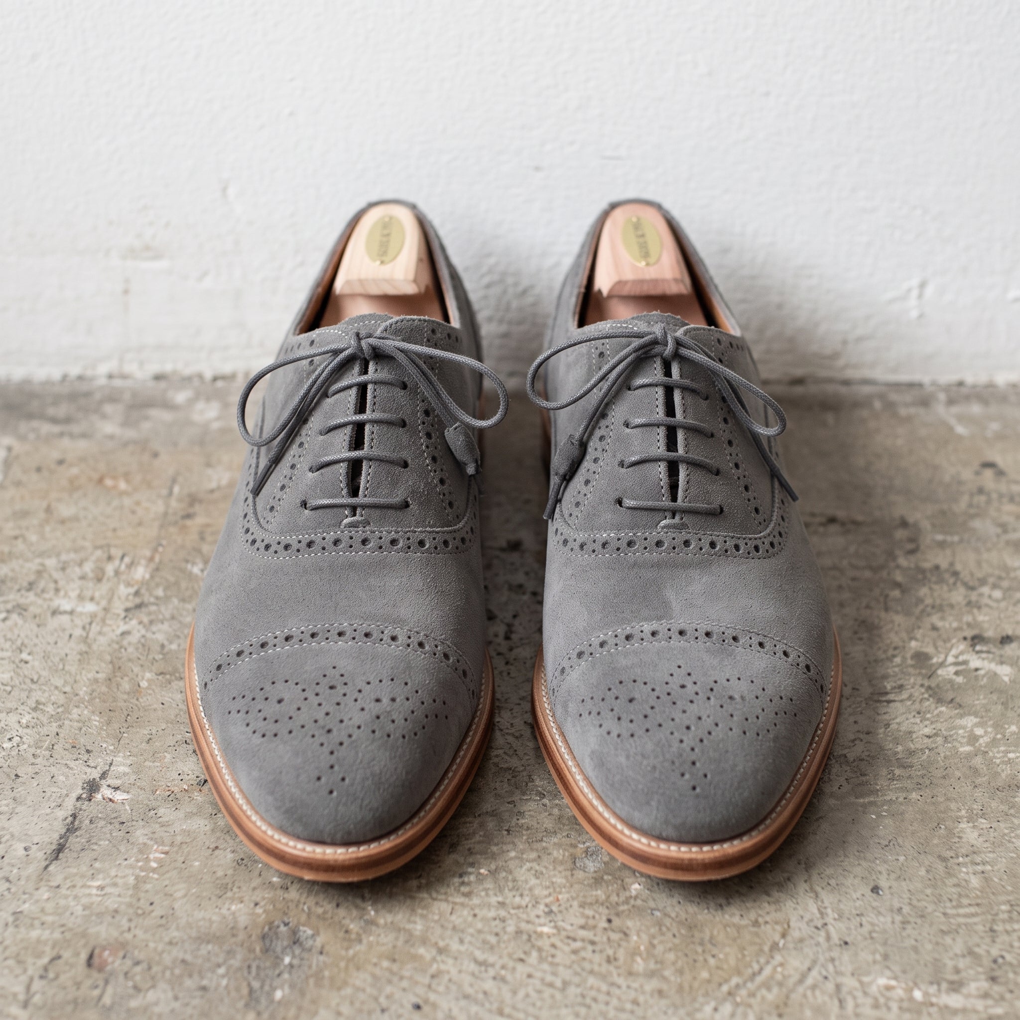 Men's Gray Cap-Toe Suede Oxfords — Gilwell