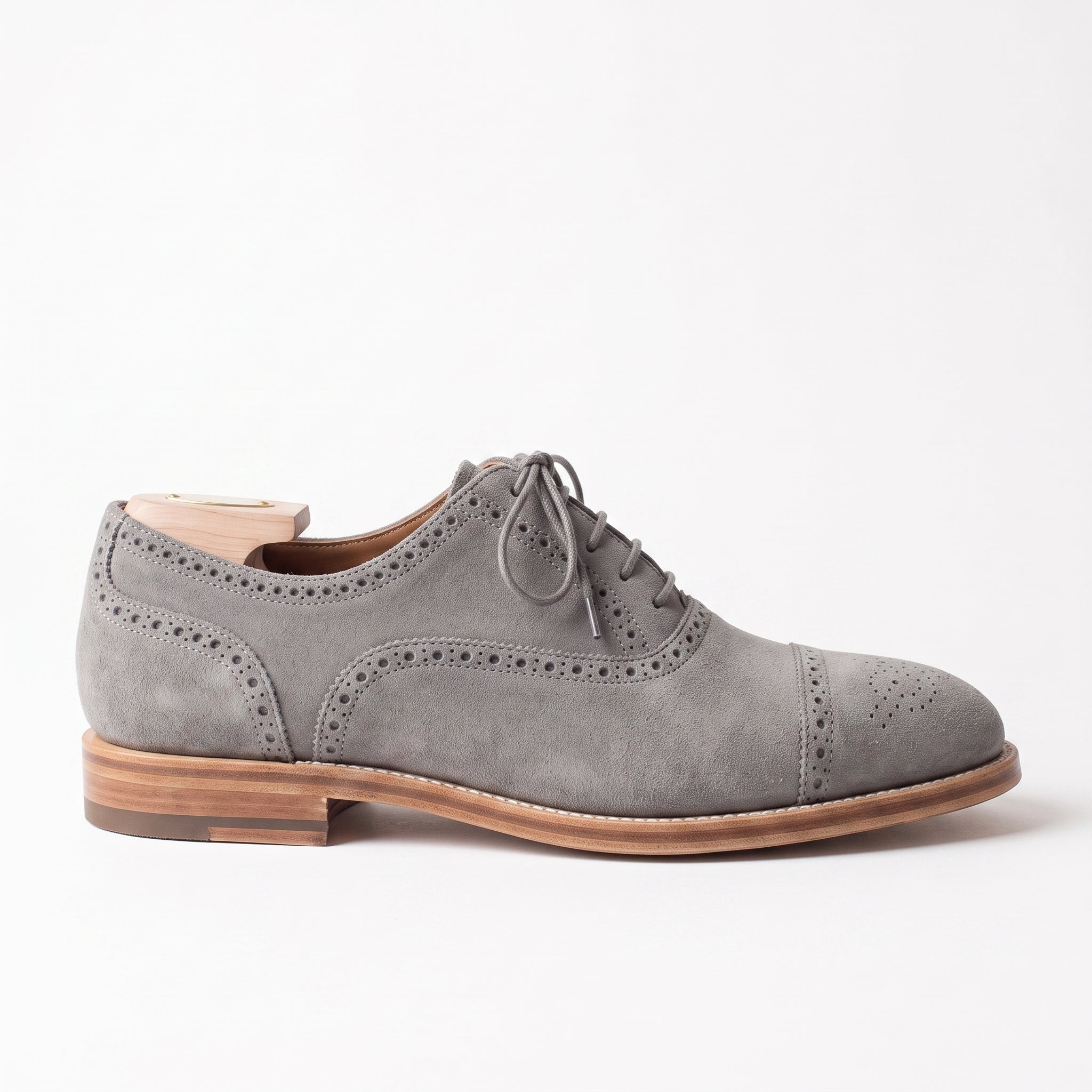 Men's Gray Cap-Toe Suede Oxfords — Gilwell