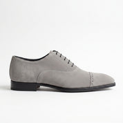 Men's Light Gray Cap-Toe Suede Oxfords — Lundy