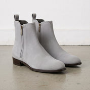 Men's Light Gray Plain-Toe Suede Ankle Boots — Dilloway