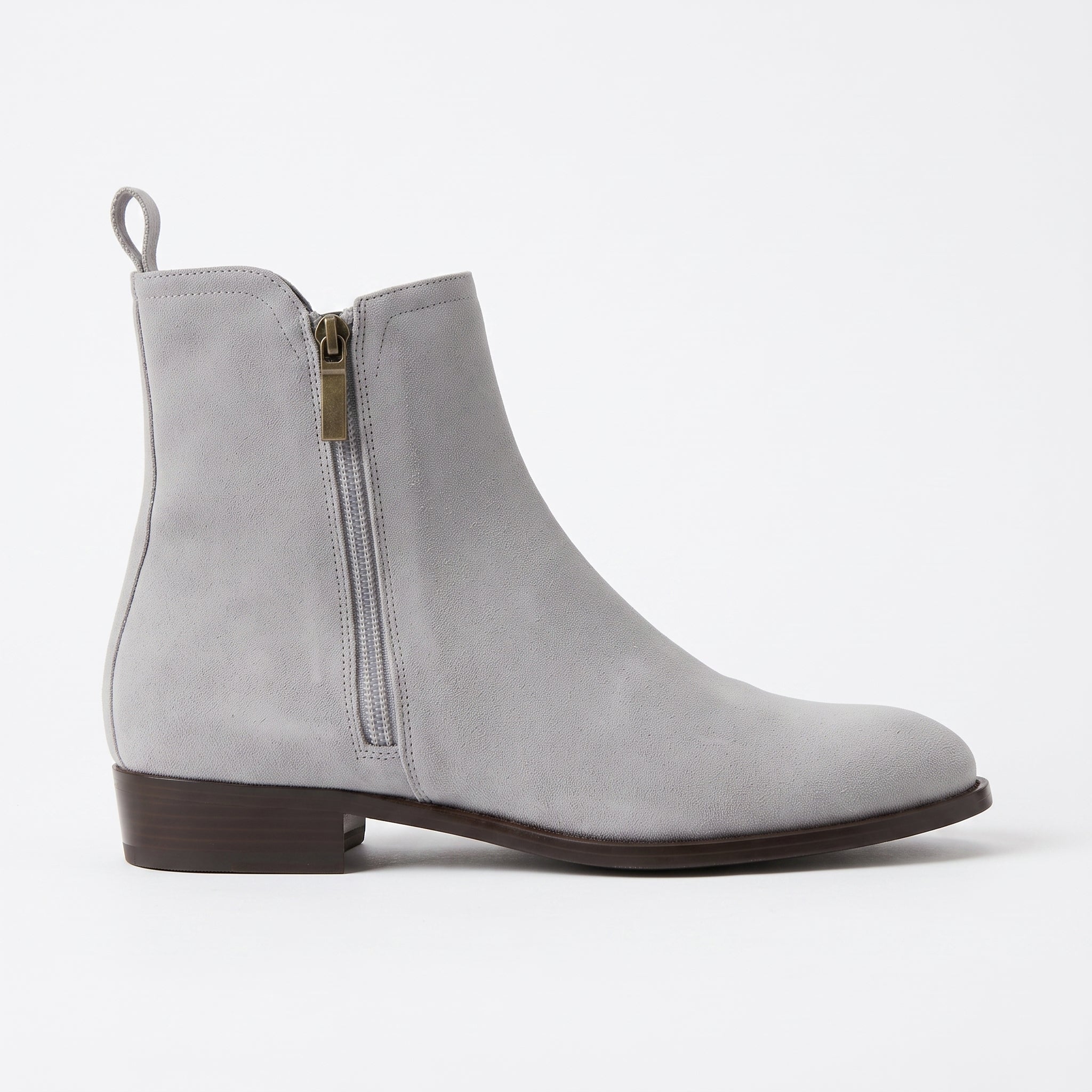 Men's Light Gray Plain-Toe Suede Ankle Boots — Dilloway