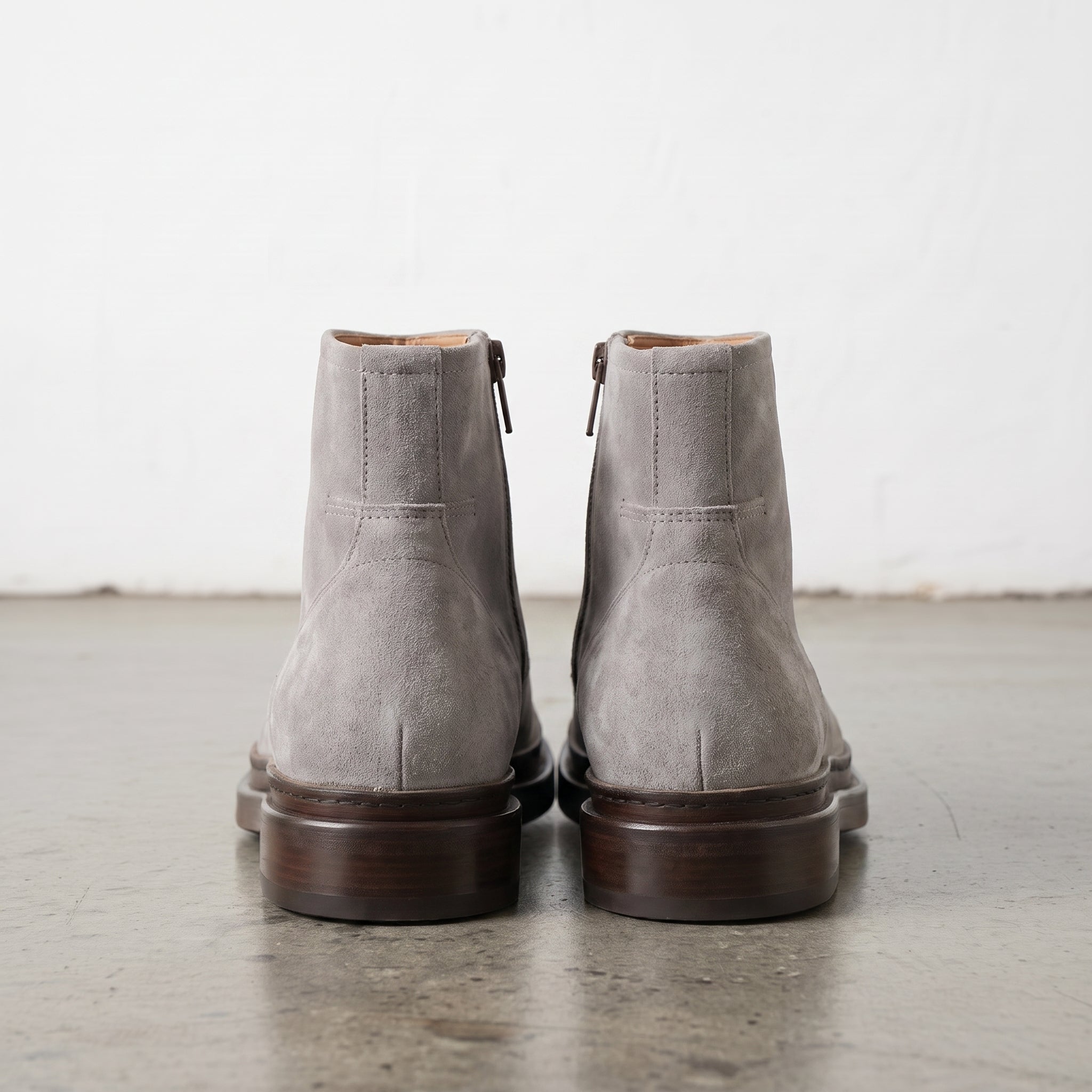 Men's Light Gray Plain-Toe Suede Ankle Boots — Gresham