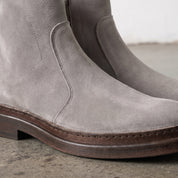 Men's Light Gray Plain-Toe Suede Ankle Boots — Gresham