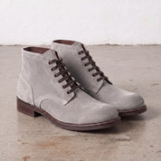 Men's Light Gray Plain-Toe Suede Ankle Boots — Wallingford