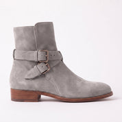 Men's Light Gray Plain-Toe Suede Jodhpur Boots — Astley