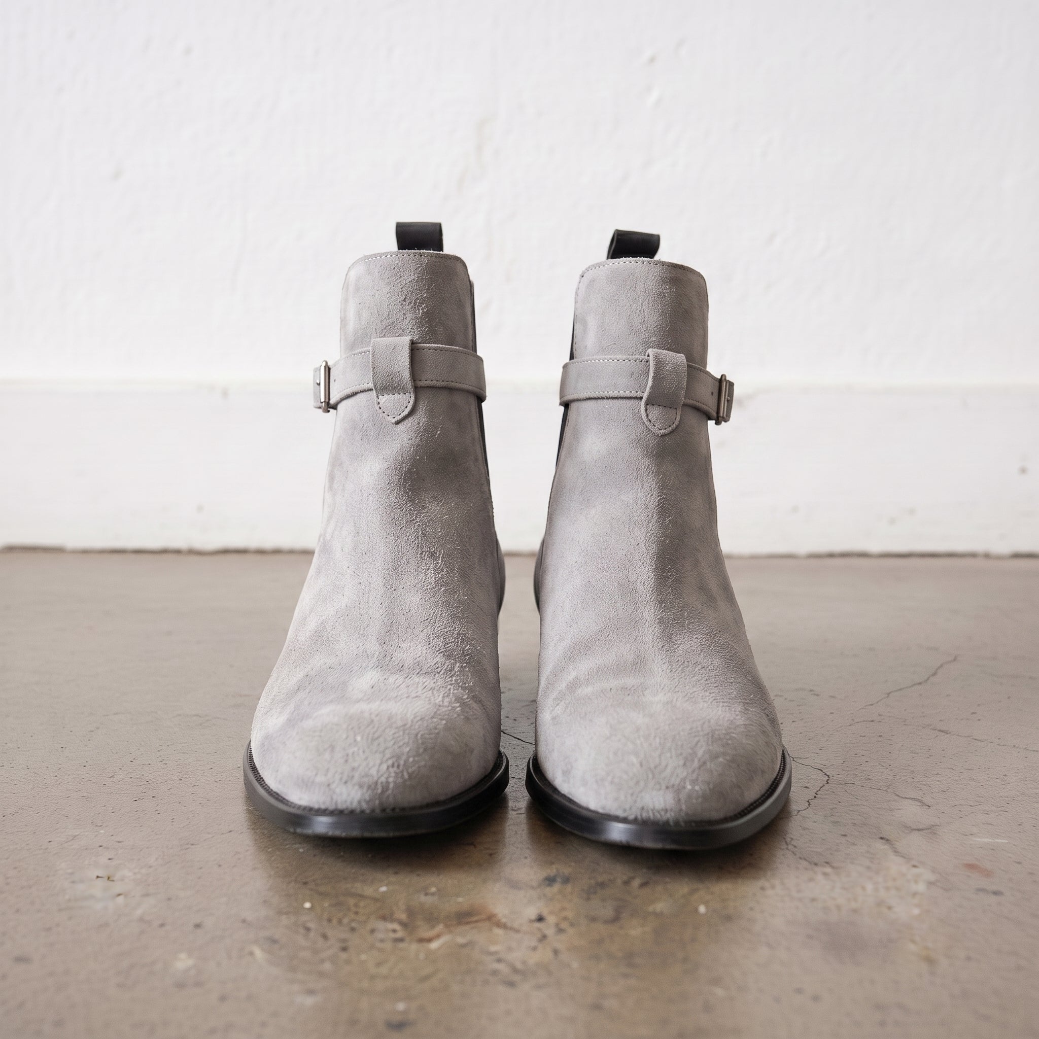 Men's Light Gray Plain-Toe Suede Jodhpur Boots — Hardwick