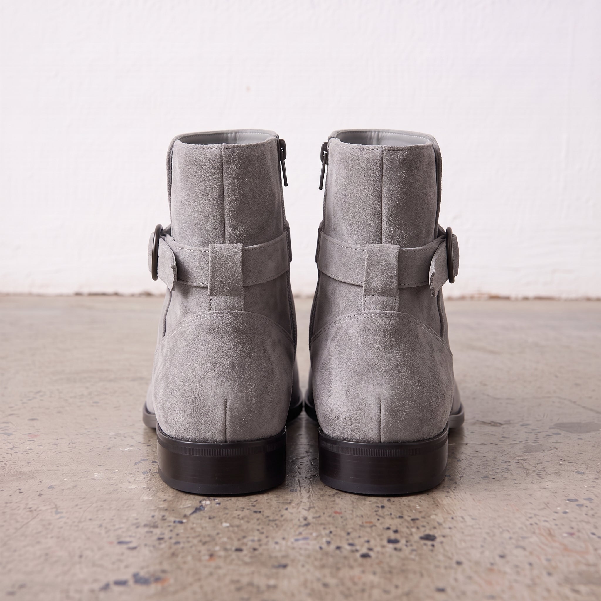 Men's Light Gray Plain-Toe Suede Jodhpur Boots — Hollard