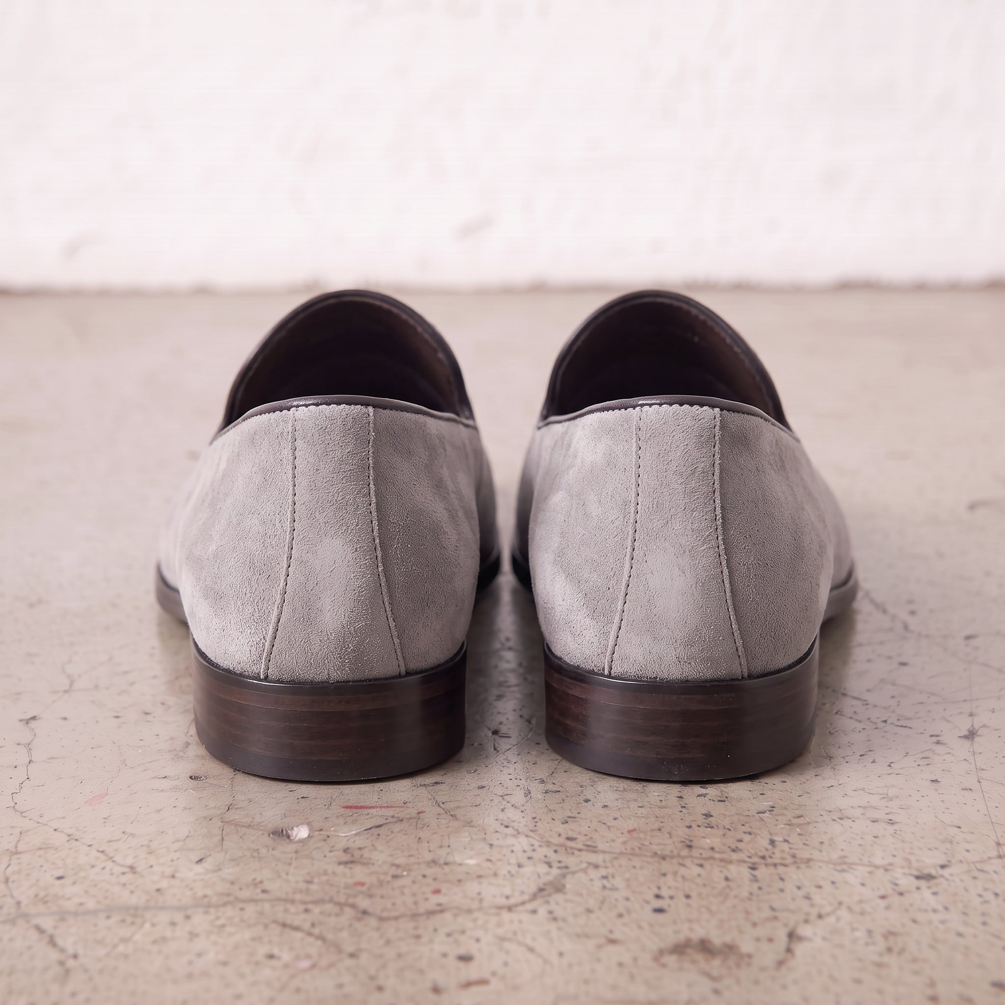 Men's Light Gray Plain-Toe Suede Loafers — Aubrey