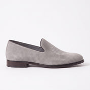 Men's Light Gray Plain-Toe Suede Loafers — Aubrey