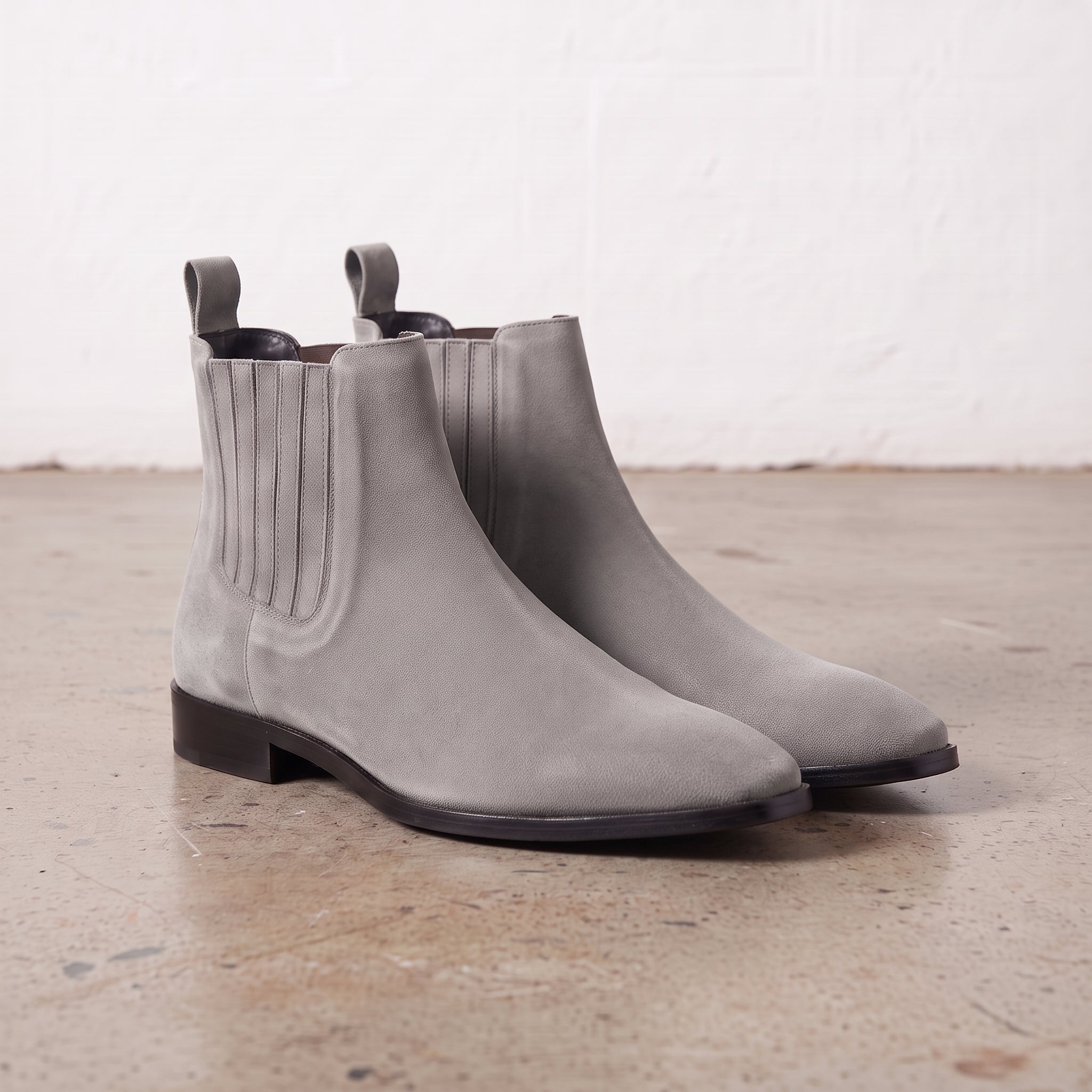 Men's Light Gray Suede Chelsea Boots — Calder