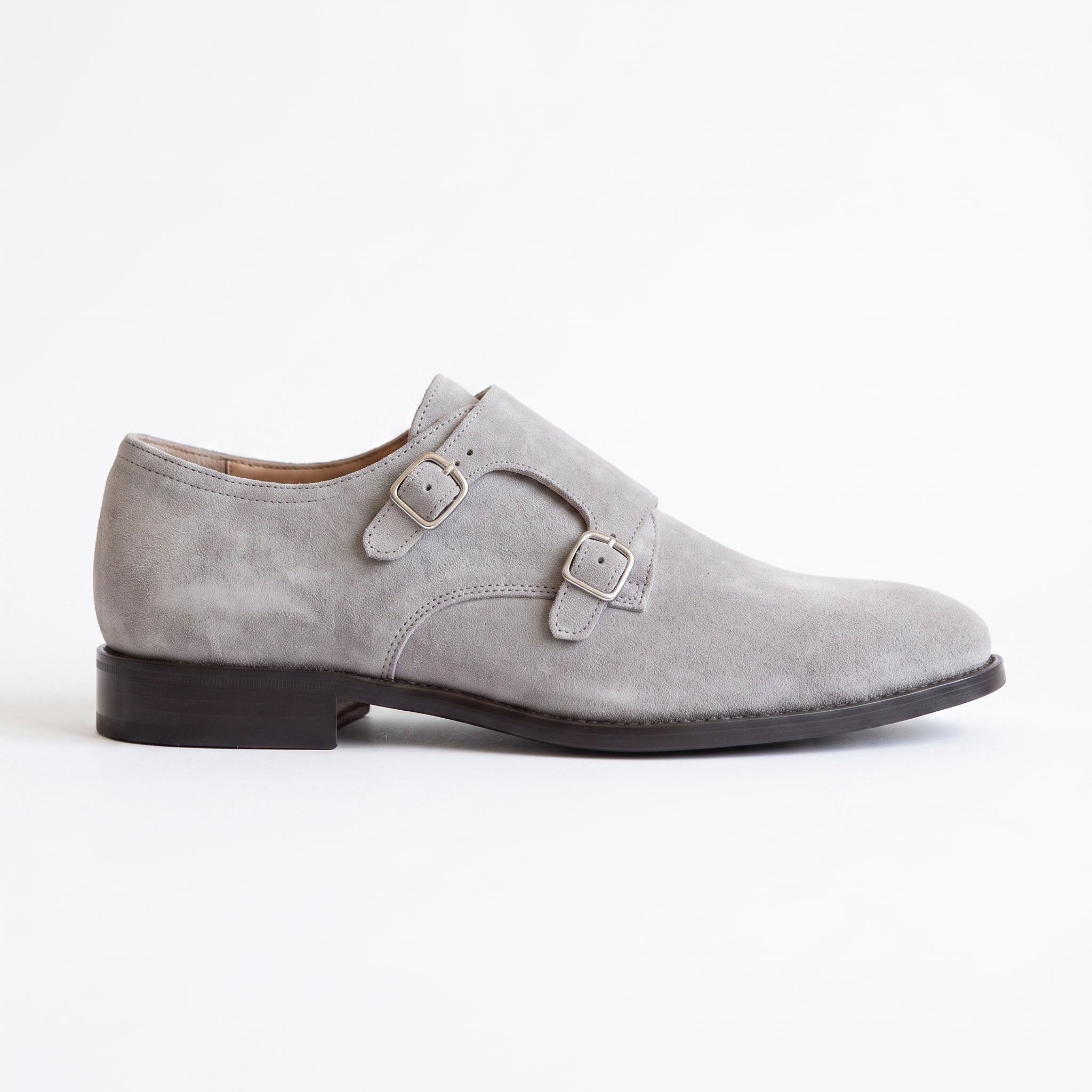 Men's Light Gray Suede Double Monk Strap Shoes — Dumfries
