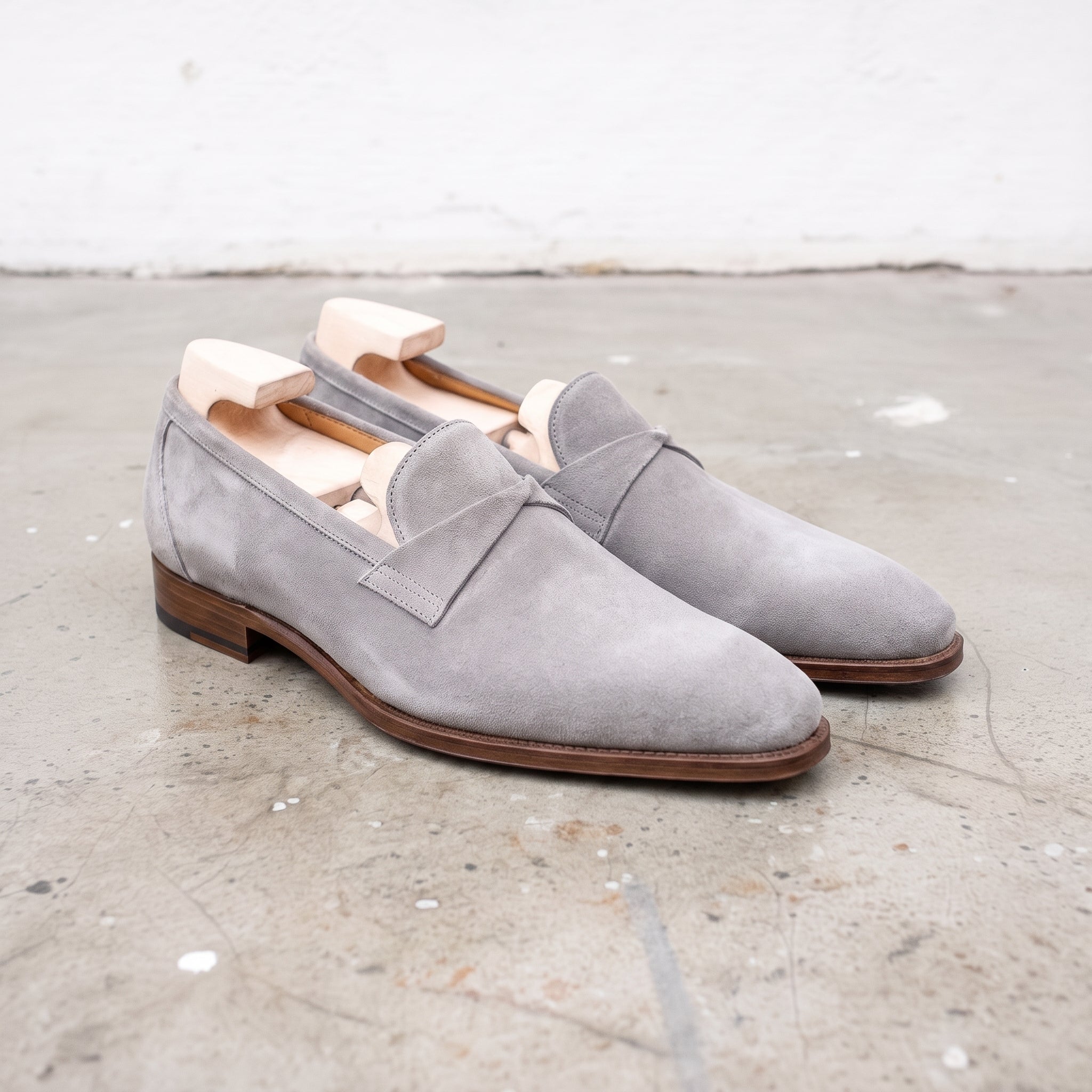 Men's Light Gray Suede Loafers — Hamley — Hamley