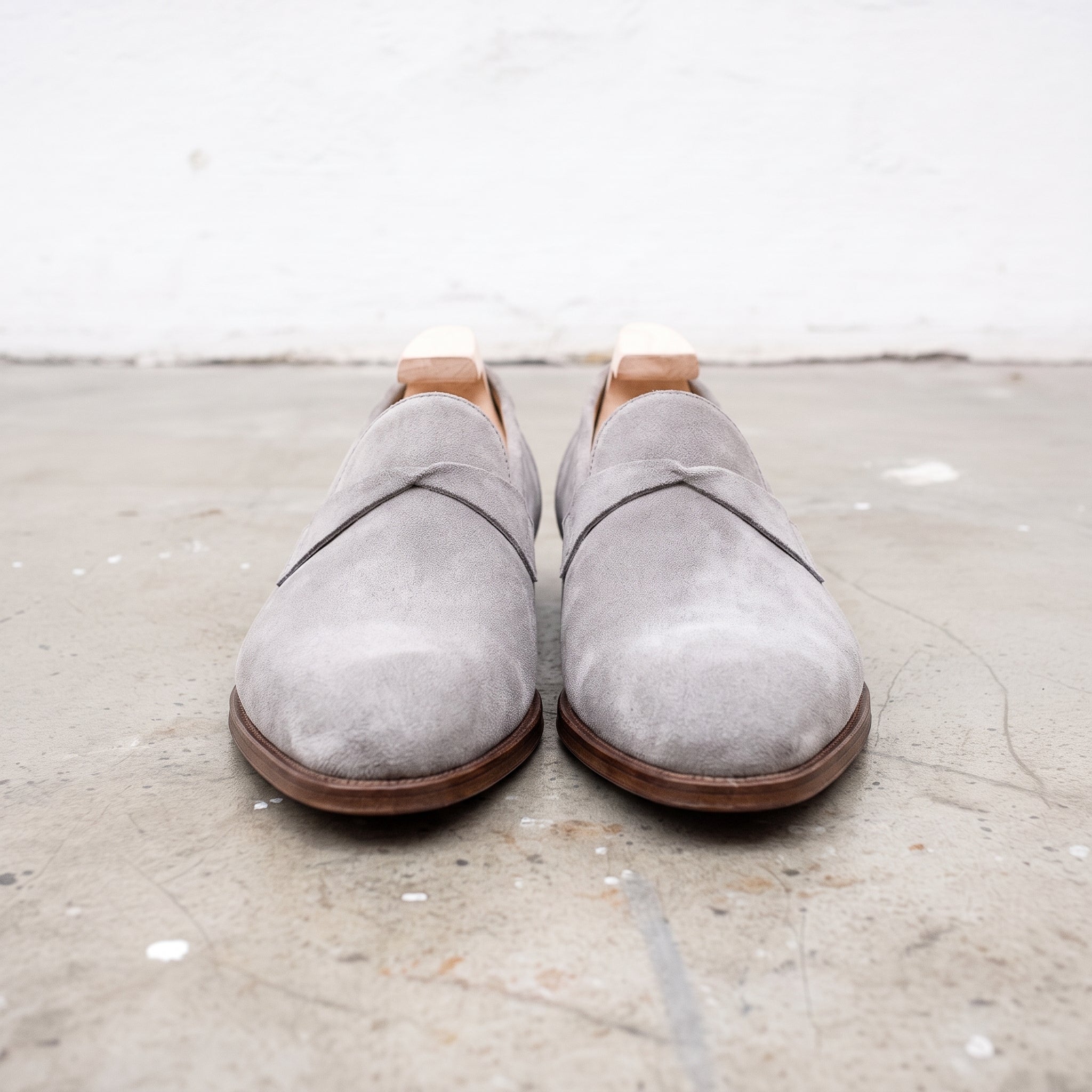Men's Light Gray Suede Loafers — Hamley — Hamley