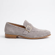 Men's Light Gray Suede Monk Strap Loafers — Abborfield