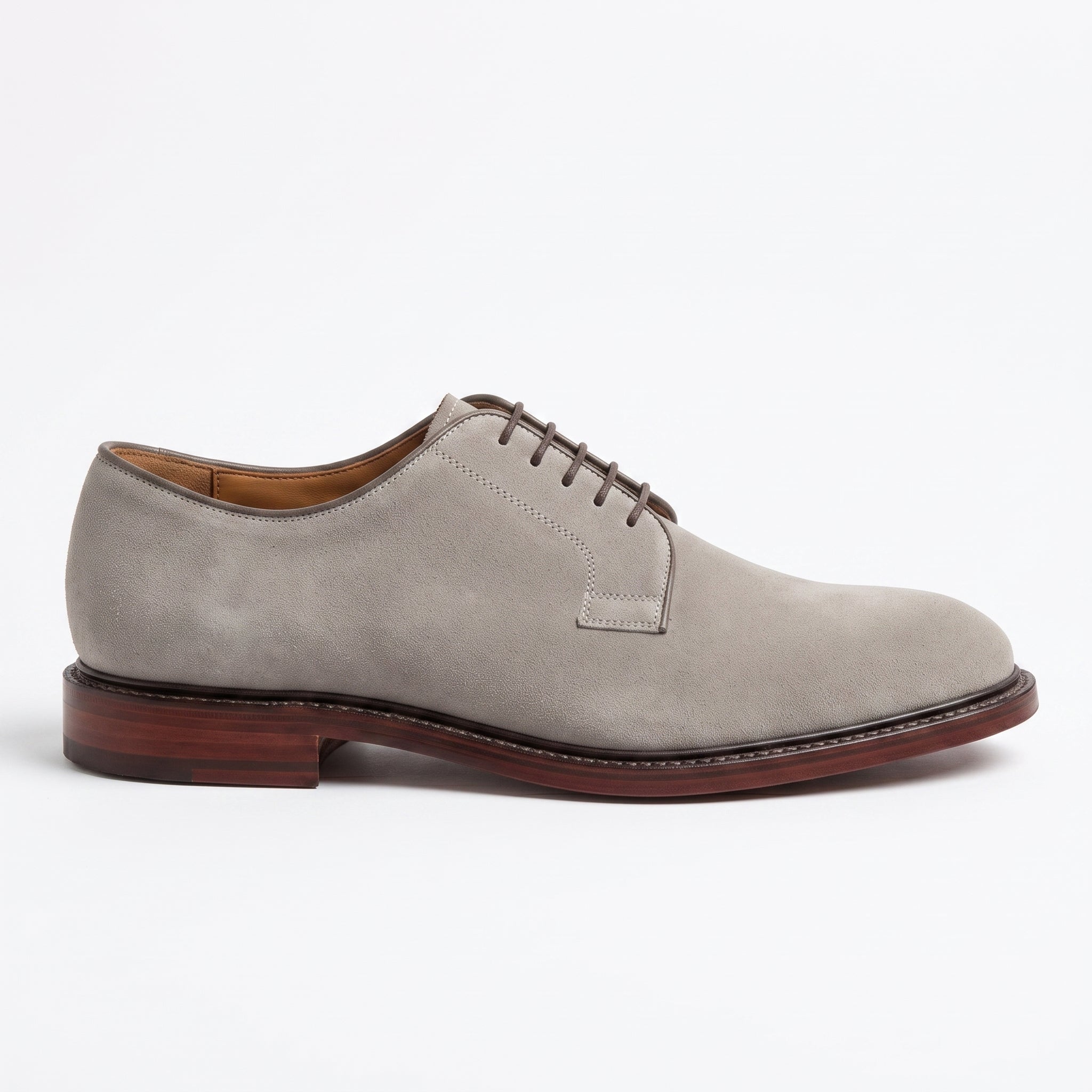 Men's Light Gray Suede Plain-Toe Derby Shoes — Andrewes