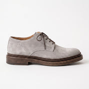 Men's Light Gray Suede Plain-Toe Derby Shoes — Groves