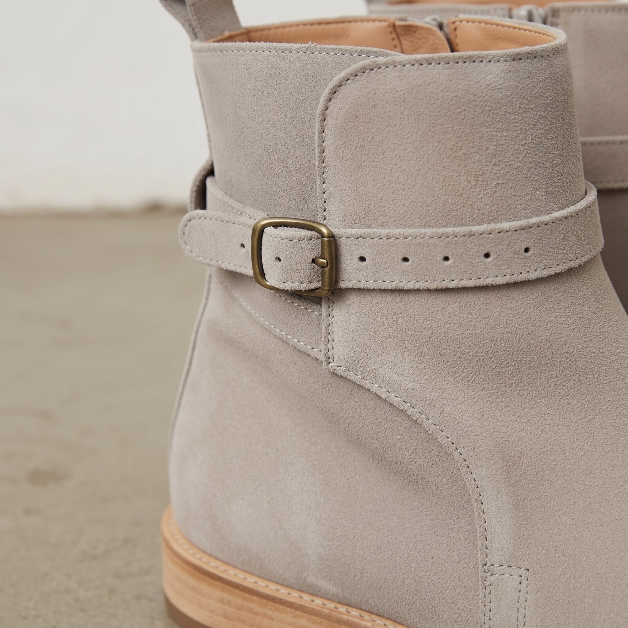 Men's Light Gray Plain-Toe Suede Jodhpur Ankle Boots — Kersley
