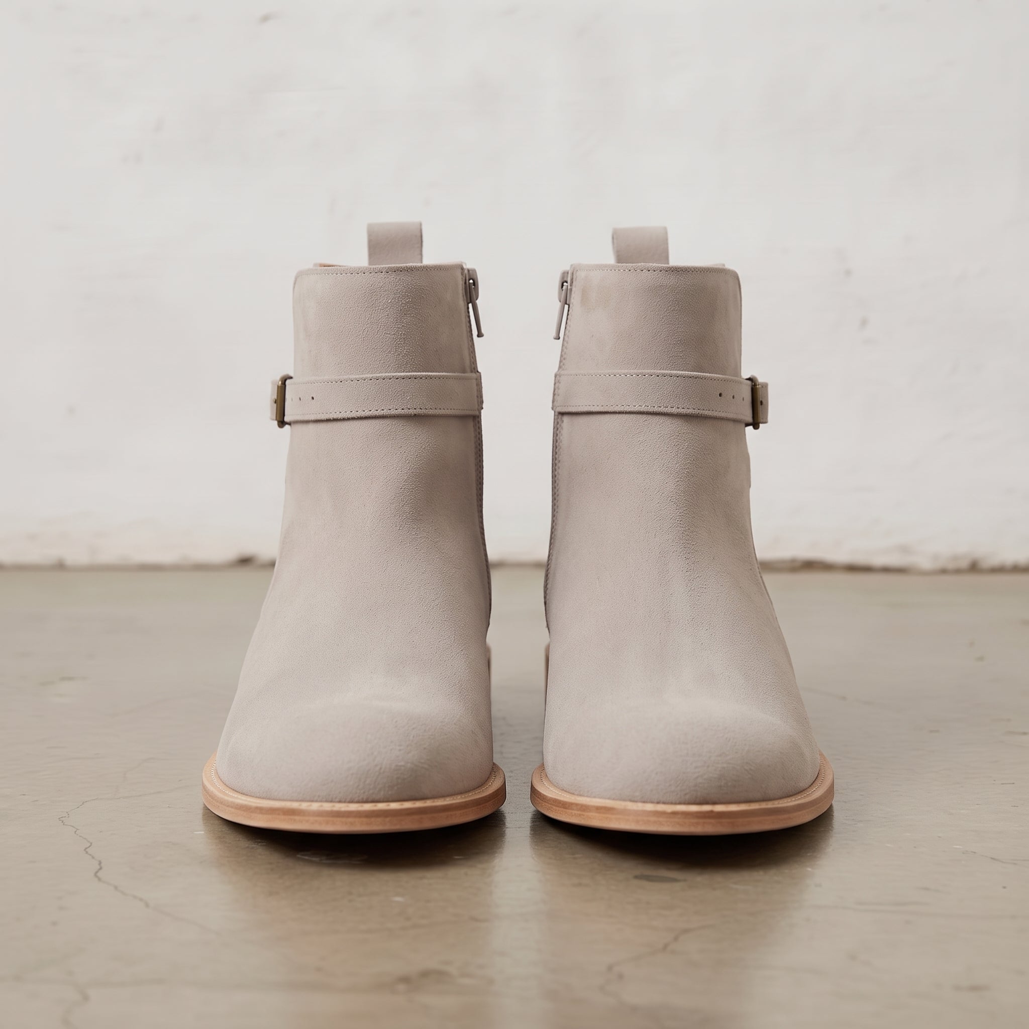 Men's Light Gray Plain-Toe Suede Jodhpur Ankle Boots — Kersley