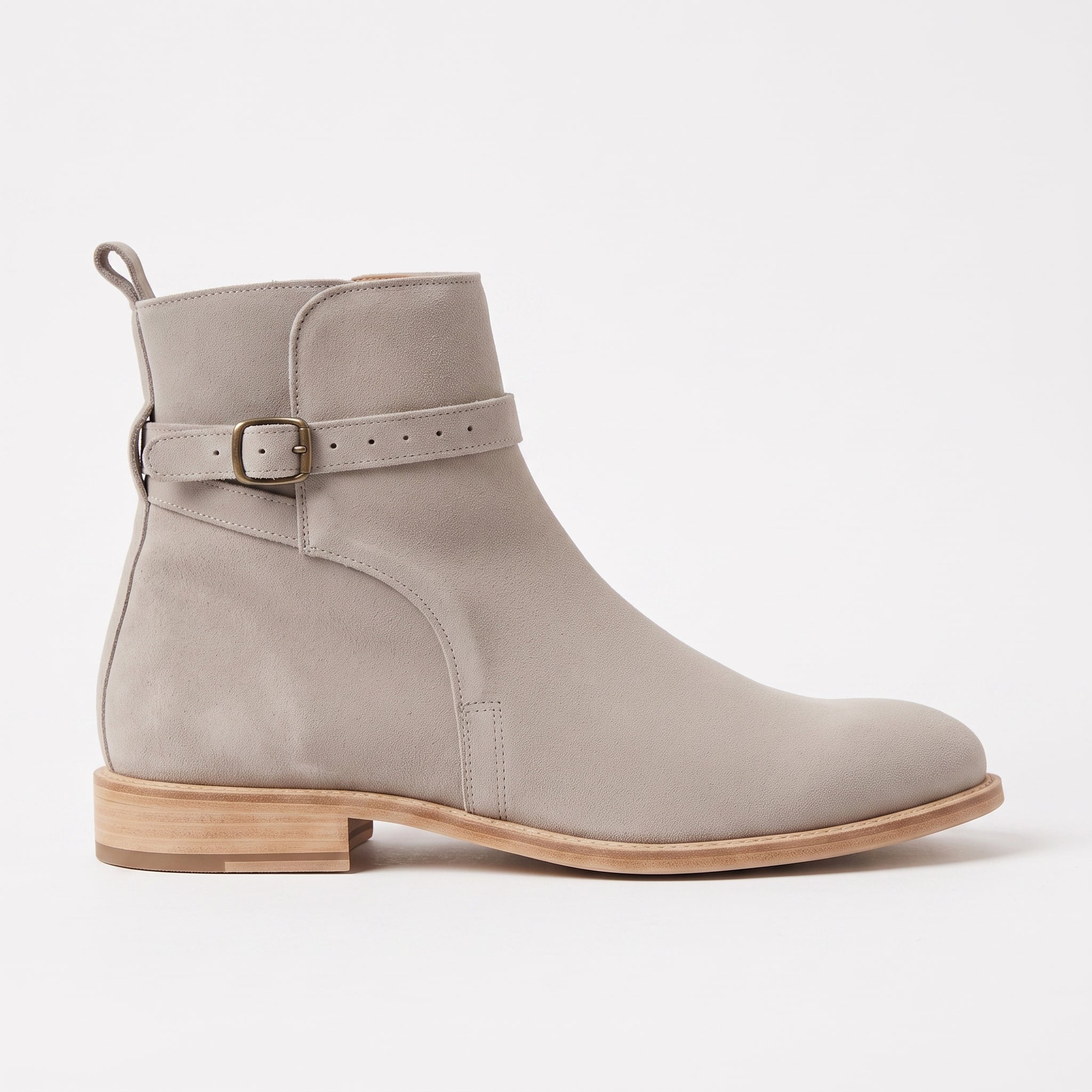 Men's Light Gray Plain-Toe Suede Jodhpur Ankle Boots — Kersley