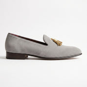 Men's Light Gray Suede Tassel Loafers — Barwell