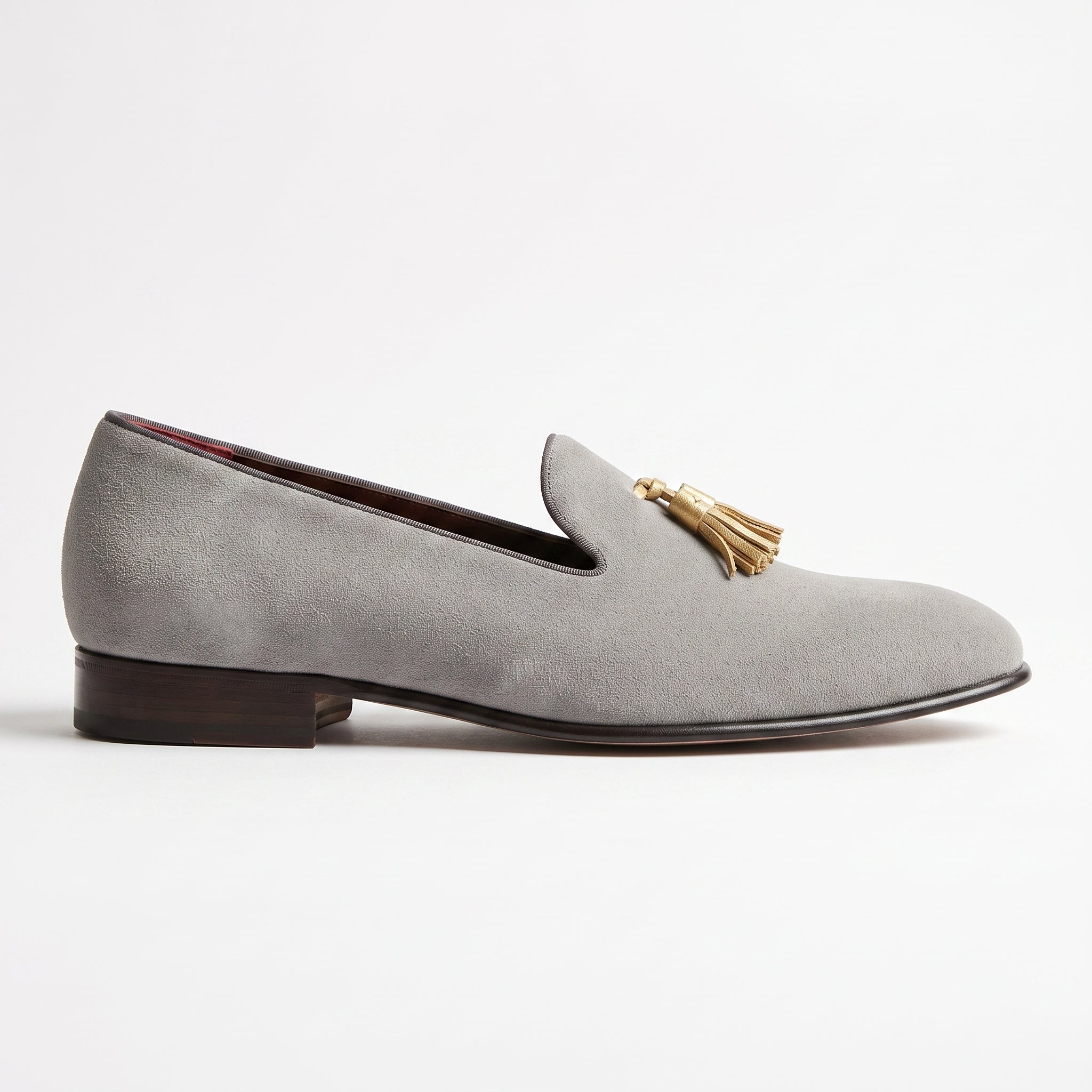 Men's Light Gray Suede Tassel Loafers — Barwell
