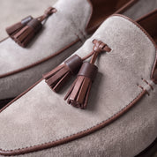 Men's Light Gray Suede Tassel Loafers — Bilsdale — Bilsdale