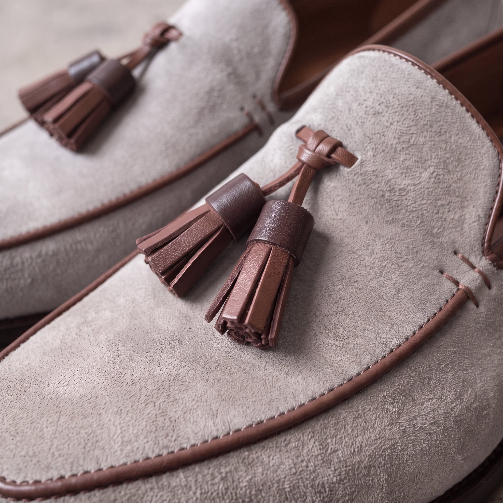 Men's Light Gray Suede Tassel Loafers — Bilsdale — Bilsdale