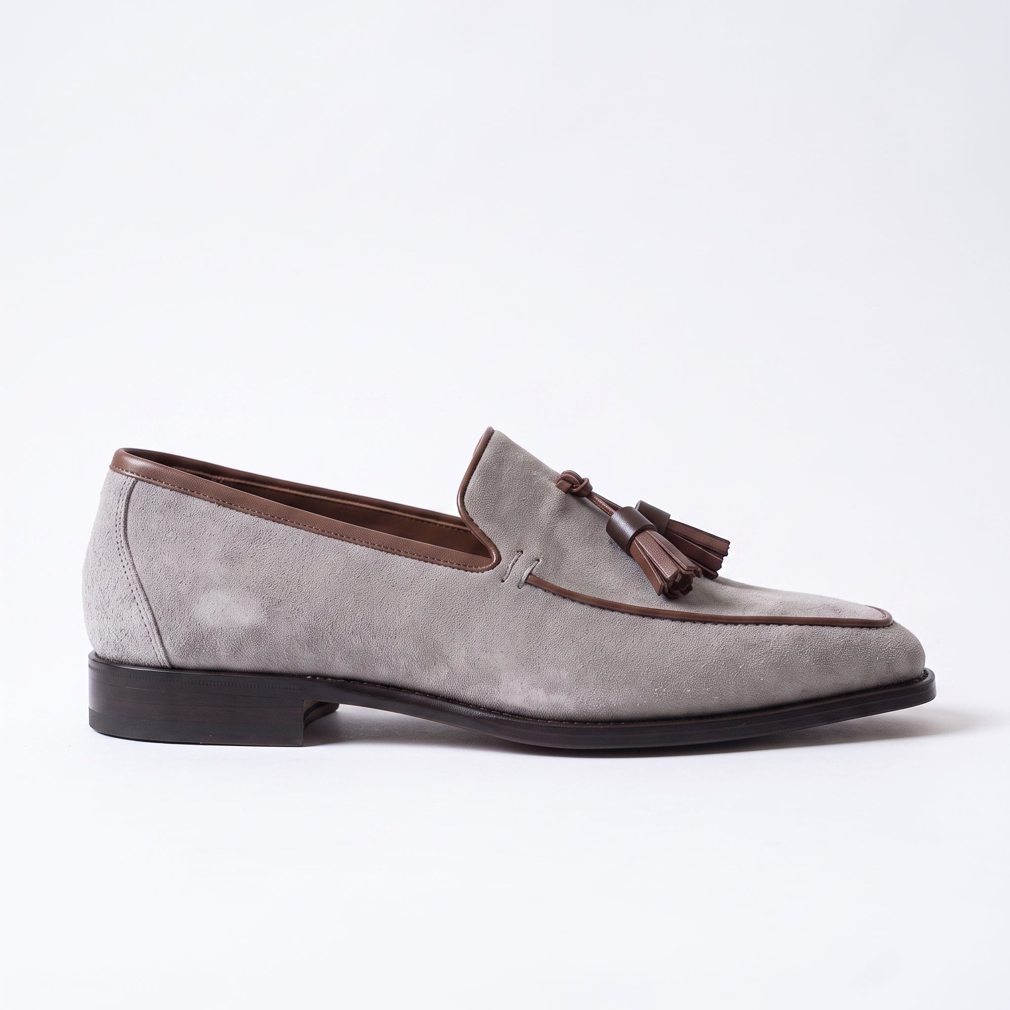 Men's Light Gray Suede Tassel Loafers — Bilsdale — Bilsdale