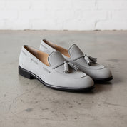Men's Light Gray Suede Tassel Loafers — Woolton
