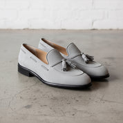Men's Light Gray Suede Tassel Loafers — Woolton