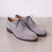 Men's Light Gray Wingtip Suede Oxfords — Galsworthy
