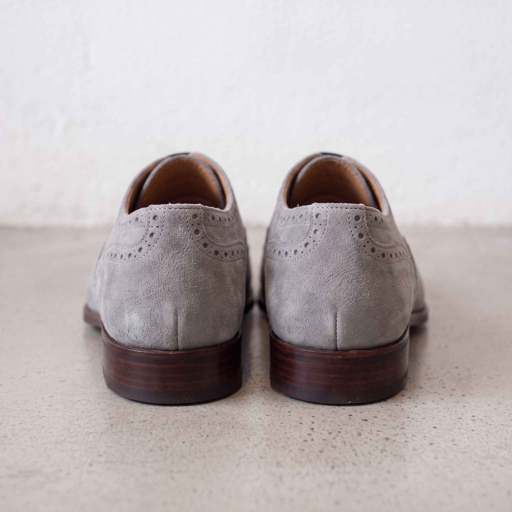 Men's Light Gray Wingtip Suede Oxfords — Galsworthy