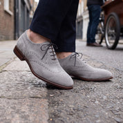 Men's Light Gray Wingtip Suede Oxfords — Galsworthy