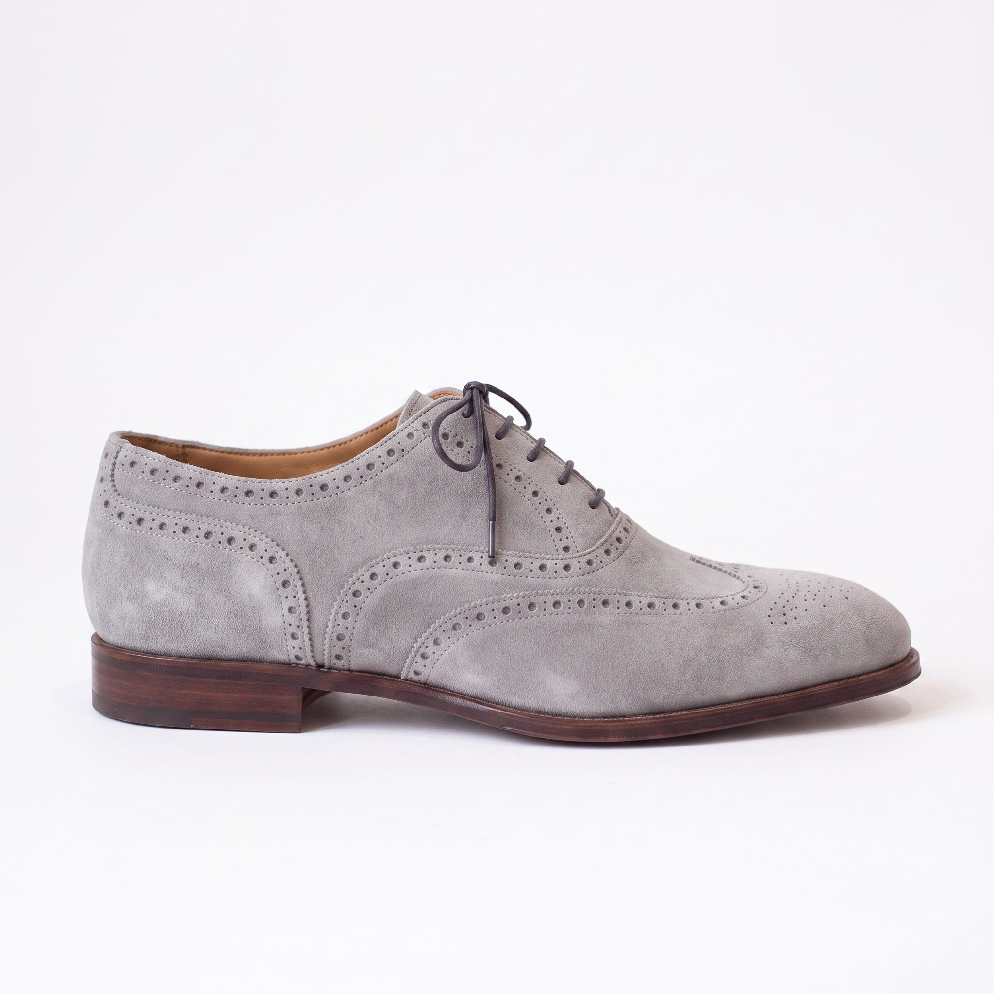 Men's Light Gray Wingtip Suede Oxfords — Galsworthy