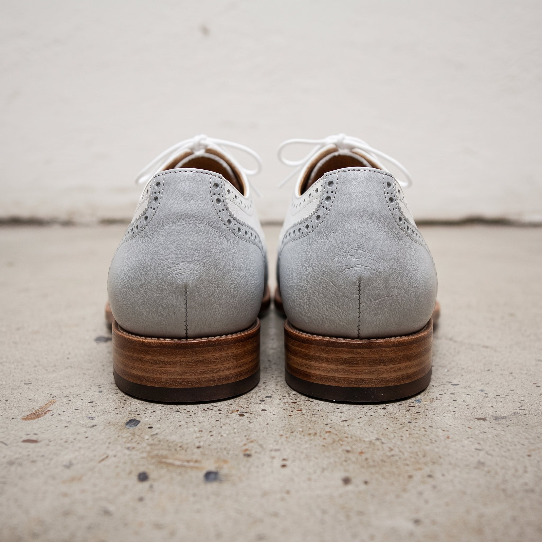 Men's Light Grey and White Wingtip Leather Spectator Oxfords — Hawthorne