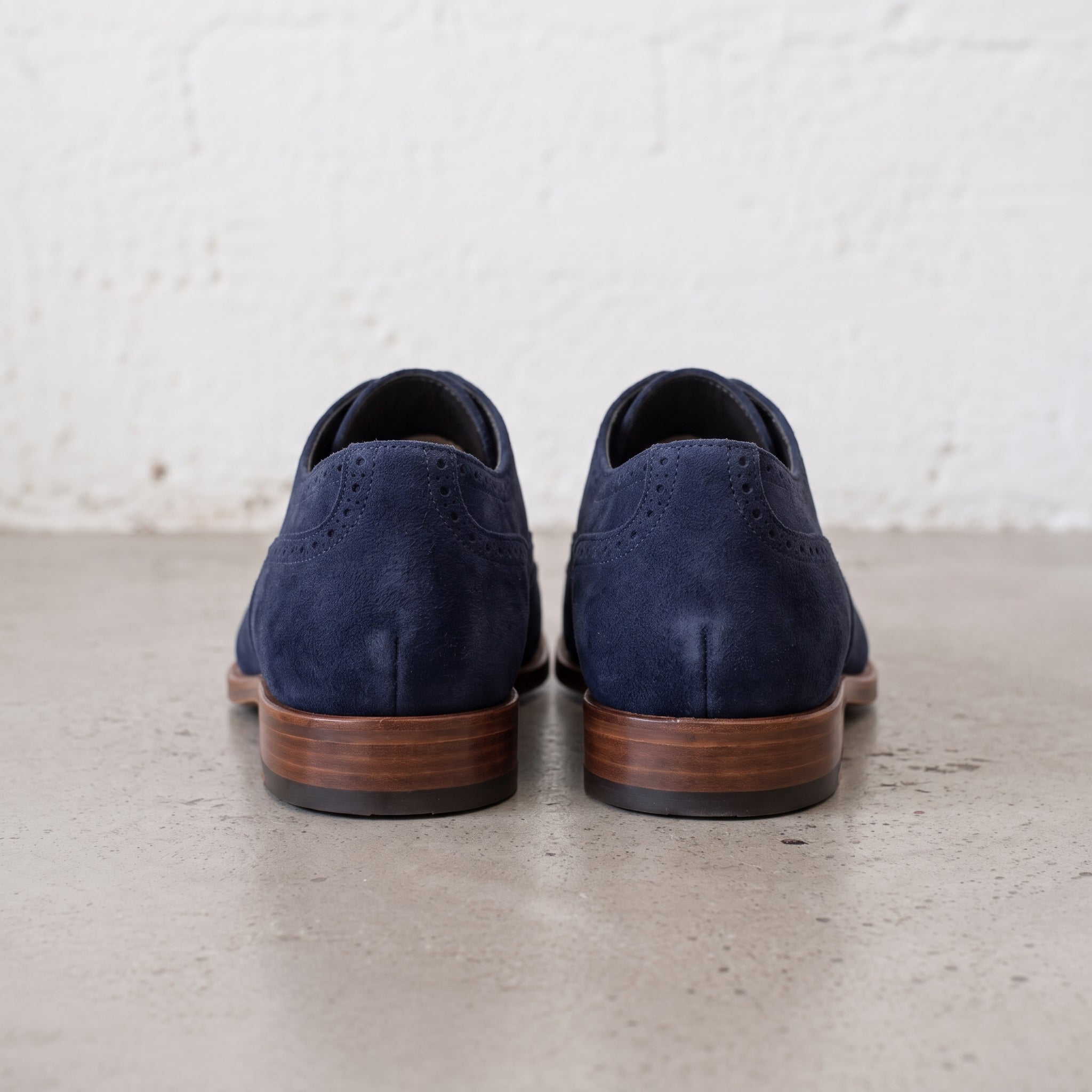Men's Midnight Navy Wingtip Suede Oxfords — Beckwith