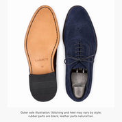 Men's Midnight Navy Wingtip Suede Oxfords — Beckwith