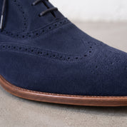 Men's Midnight Navy Wingtip Suede Oxfords — Beckwith