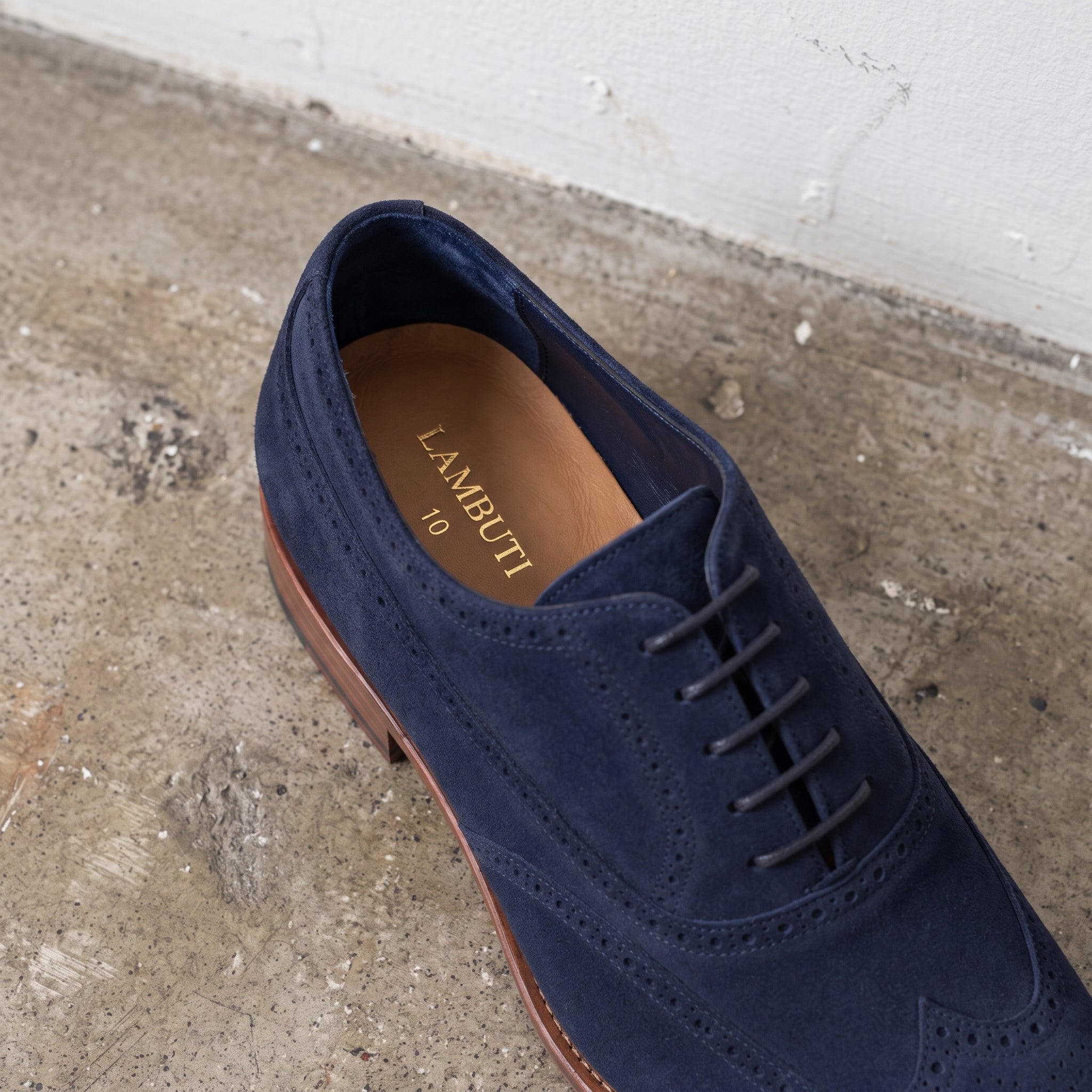 Men's Midnight Navy Wingtip Suede Oxfords — Beckwith