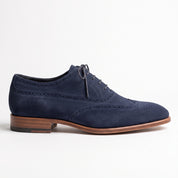 Men's Midnight Navy Wingtip Suede Oxfords — Beckwith