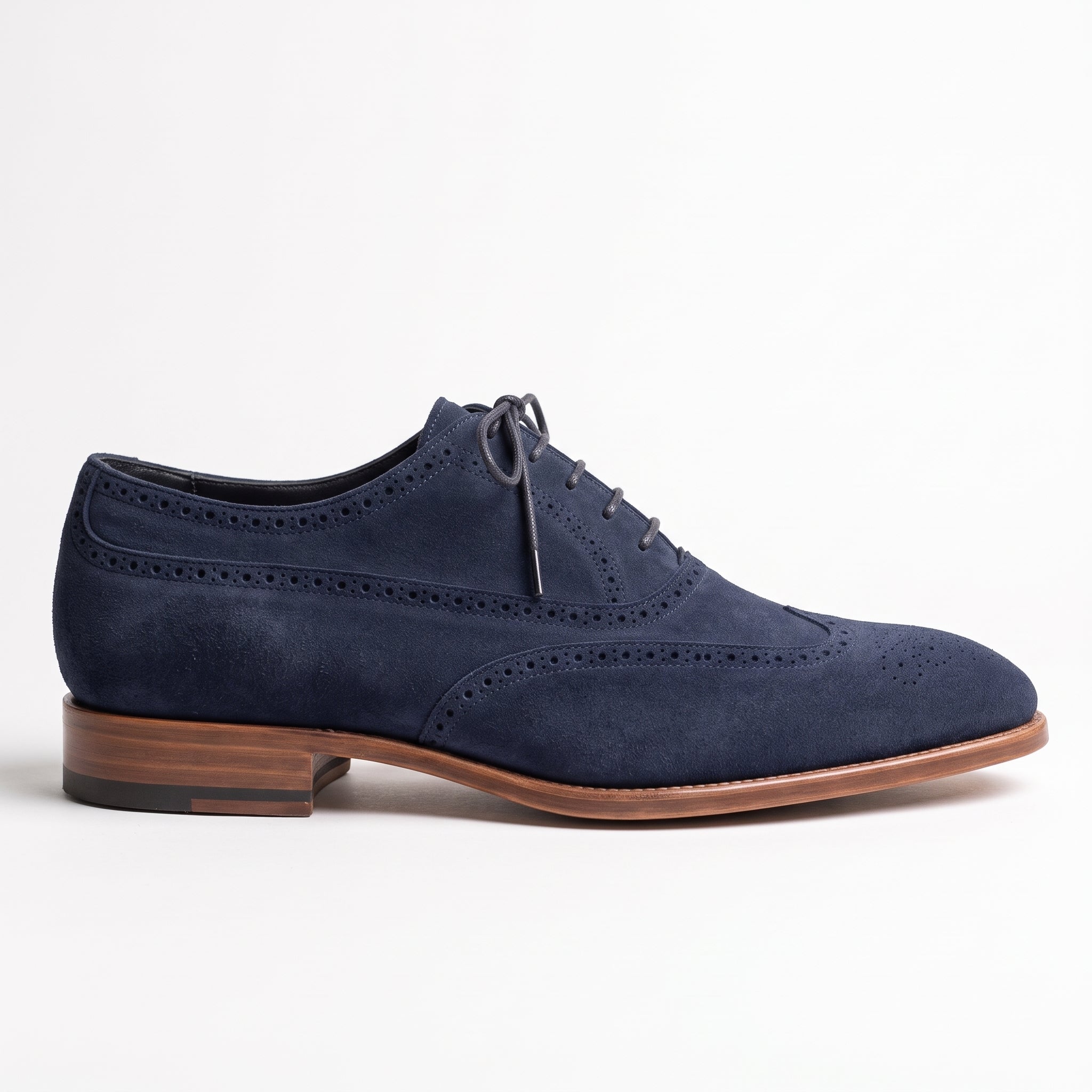 Men's Midnight Navy Wingtip Suede Oxfords — Beckwith