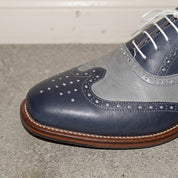 Men's Navy and Grey Two-Tone Wingtip Leather Spectator Oxfords — Edgeley