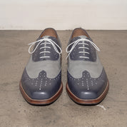 Men's Navy and Grey Two-Tone Wingtip Leather Spectator Oxfords — Edgeley
