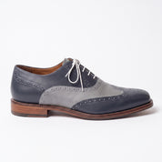 Men's Navy and Grey Two-Tone Wingtip Leather Spectator Oxfords — Edgeley