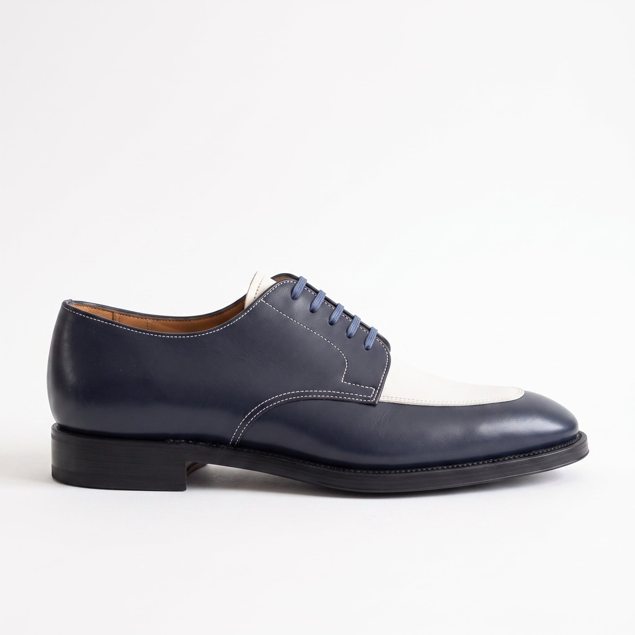 Men's Navy and White Two-Tone Leather Derby Shoes — Fosbrooke — Fosbrooke