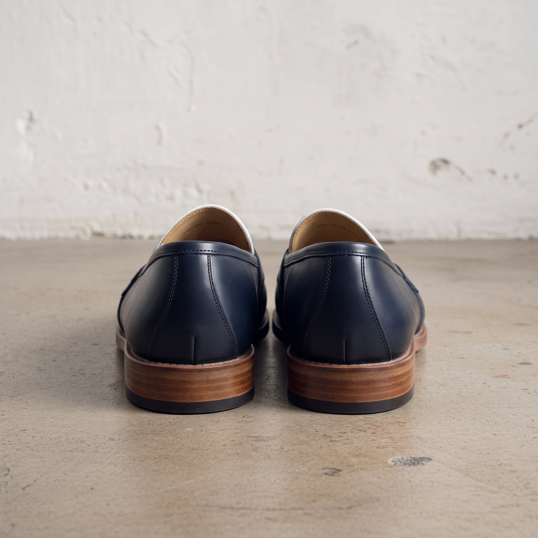Men's Navy and White Two-Tone Leather Loafers — Elham