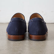 Men's Navy Apron-Toe Suede Tassel Loafers — Chillingham