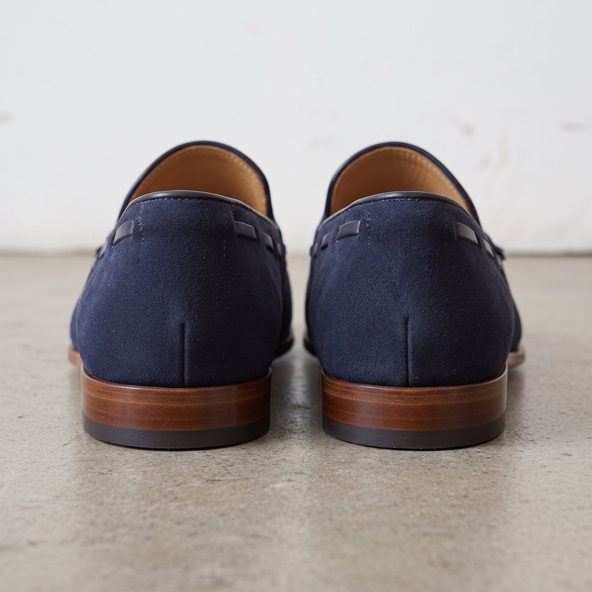 Men's Navy Apron-Toe Suede Tassel Loafers — Chillingham